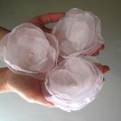 3 X HANDMADE SHIMMERING ORGANZA FLOWERS - white