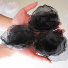 3 X HANDMADE SHIMMERING ORGANZA FLOWERS - black