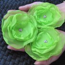 3 X BEAUTIFUL HANDMADE BLOSSOMS - Lime green