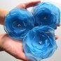 3 X BEAUTIFUL HANDMADE BLOSSOMS -  Blue
