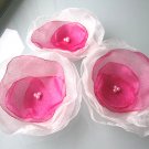 3 X HANDMADE SHIMMERING ORGANZA FLOWERS - Ivory pink
