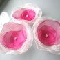 3 X HANDMADE SHIMMERING ORGANZA FLOWERS - Ivory pink