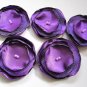 5 X HANDMADE SATIN FLOWERS APPLIQUE - PURPLE