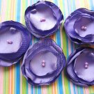 5 X HANDMADE SATIN FLOWERS APPLIQUE - LAVENDER