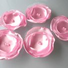 5 X HANDMADE SATIN FLOWERS APPLIQUE - PINK