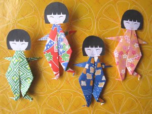 4 X ASSORTED HANDMADE ORIGAMI DANCING GIRL
