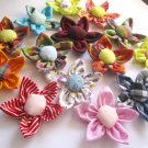 4 X HANDMADE ASSORTED FABRIC FLOWERS