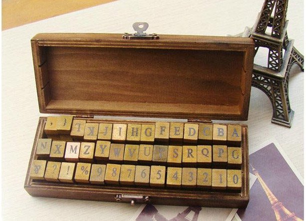 ALPHABET & NUMBER WOODEN STAMP SET