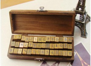 ALPHABET & NUMBER WOODEN STAMP SET