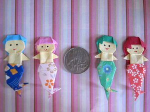 4 X ASSORTED HANDMADE ORIGAMI MERMAID