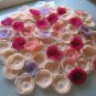 6 X HANDMADE CHIFFON FLOWERS APPLIQUE - CHAMPAGNE