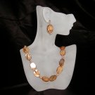 Brown Wood Coin Beaded Necklace & Earring Set