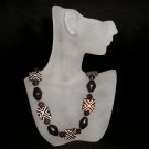 Brown & Ivory African Wood Bead Necklace
