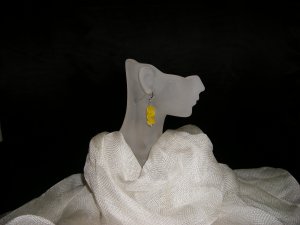 Yellow Catseye Bead Earrings