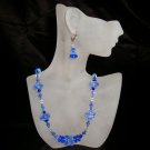 Sapphire Blue Glass Bead Necklace & Earring Set