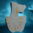 Orange/Yellow Glass Bead Necklace & Earrings Set