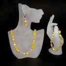 Yellow Teardrop Catseye Necklace, Bracelet & Earring Set