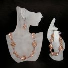 Crystal Rose Twisted Glass Bead Necklace, Bracelet & Earring Set