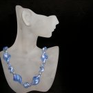 Blue Twisted Glass Beaded Necklace