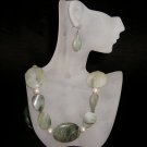 Green Gemstone Bead Necklace and Earring Set