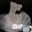 Pink & Ivory Freshwater Pearl Necklace & Earring Set