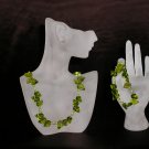 Green Glass Bead Necklace & Bracelet Set