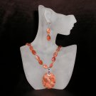 Burnt Orange Round Gemstone Necklace & Earring Set