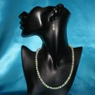 Green & White Pearl Necklace & Earring Set