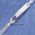 STERLING SILVER 5.5" FLAT MARINA W/ HEART CHILDREN'S ID BRACELET