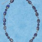 STERLING SILVER LAPIS & MONTANA AUSTRIAN CRYSTAL WITH PEARLS NECKLACE