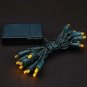Battery Operated 20 LED Lights Yellow on Green Wire