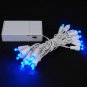 Battery Operated 20 LED Lights Blue White Wire