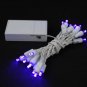 Battery Operated 20 LED Lights Purple on White Wire