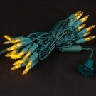 Candle Tip 35 Lights Traditional T5 Yellow on Green Wire