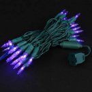 Candle Tip 35 Lights Traditional T5 Purple on Green Wire