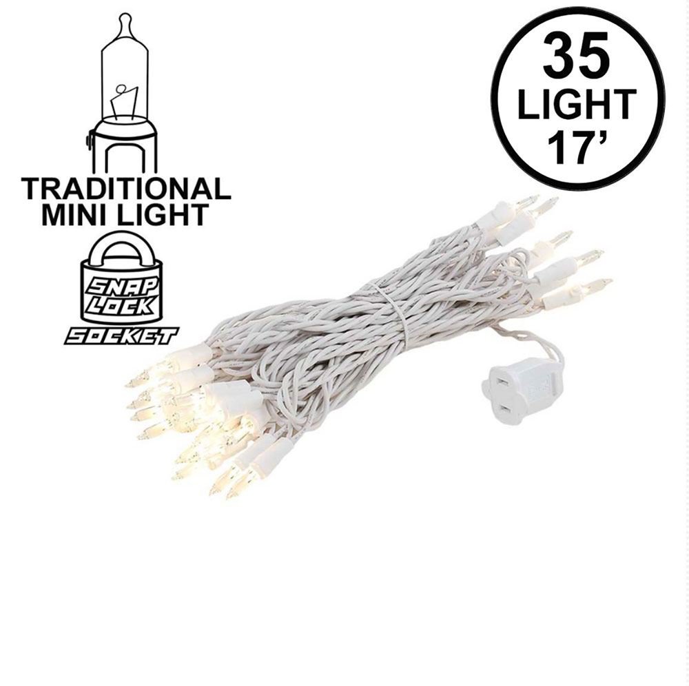 Clear 35 Light 17 Ft Long White Wire Mini Lights