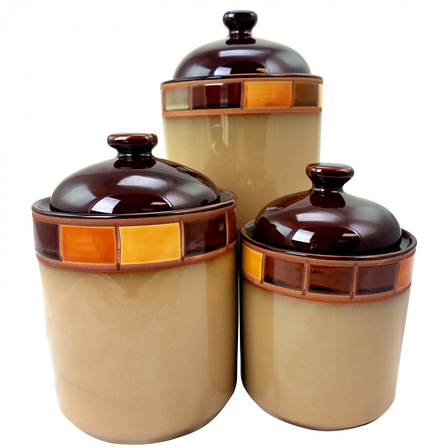 Casa Estebana 3 Piece Stoneware Storage Canister Container Jars