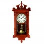25 Inch Wall Clock with Pendulum Chime Dark Redwood Oak Finish