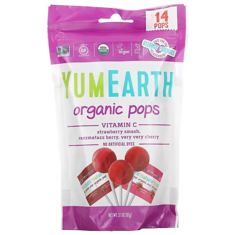 YumEarth Organic Pops Vitamin C 14 Pops 3.1 Oz