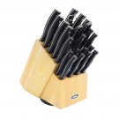 22 Piece Stainless Steel Cutlery Set Black Handles Wooden Block
