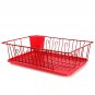 17.5 Inch Red Dish Rack with 14 Plate Positioners Utensil Holder