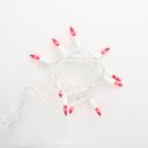 10 Bulb Red Glass Craft Lights White Wire