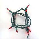 10 Bulb Red Glass Craft Lights Green Wire