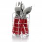 Gibson Sensations II 16 Piece Flatware Set Red Handles Caddy
