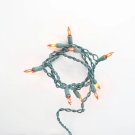 10 Bulb Orange Glass Craft Lights Green Wire