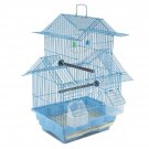 18 Inch Hanging Wire Bird House Blue