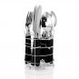Gibson Sensations II 16 Piece Flatware Set Black Handles Caddy