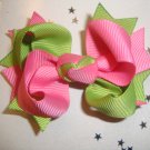 Lime Green/Hot Pink Spike Hair Bow