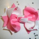 White/Hot Pink Spike Bow
