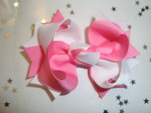 White/Hot Pink Spike Bow